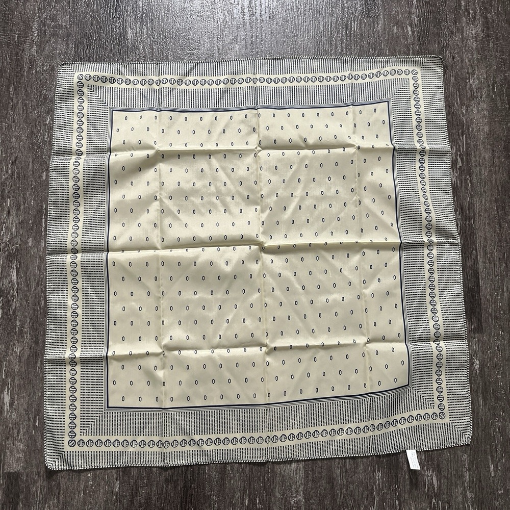 Water Repellent Head Scarf 100% Nylon 26x26 Navy Beige Art